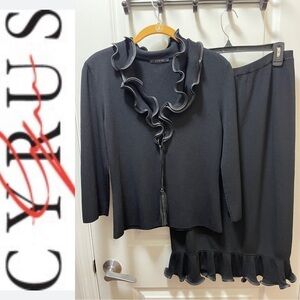 Cyrus Knit Skirt & Top Trimmed In Genuine Leather.